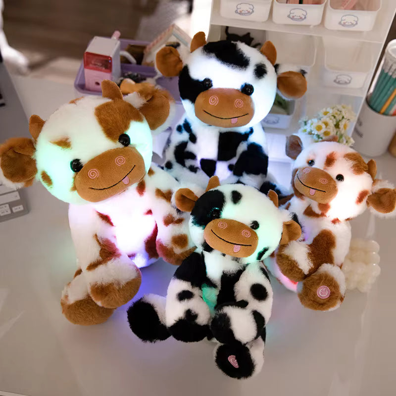 4 peluche veilleuse led vache doudou